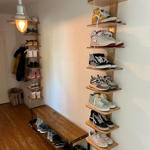 Floating Sneakers Shoes Display, Wooden Shelves, Birch Plywood Sneaker ...