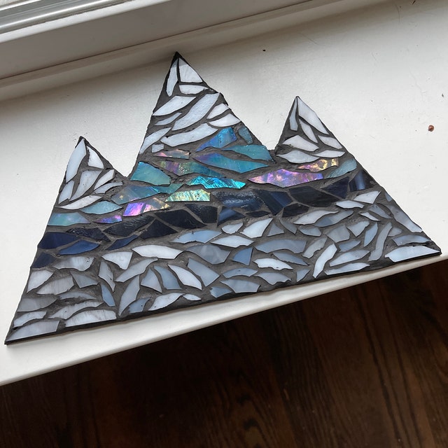 1pc Mountain Range Glass Mosaic Diy Kit Mountains, Home Decoration