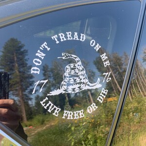 Products :: Don't Tread On Me Live Free Or Die Car Truck Van Window or Bumper Sticker Vinyl Products :: Don't Tread On Me Live Free Or Die Car Truck Van Window or Bumper Sticker Vinyl