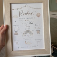 New Baby Personalised Print | Birth Details Gift | Keepsake Print | New ...