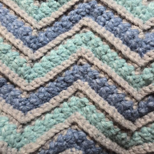 A customer's finished Wheat Stitch Ripple Blanket Crochet Pattern with Video Tutorial