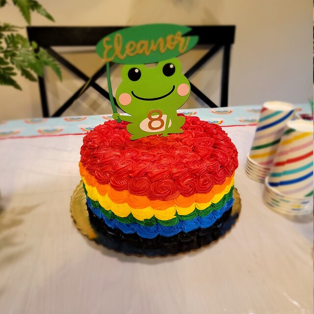 Personalized Frog Cake Topper, Birthday Topper, Party Cake