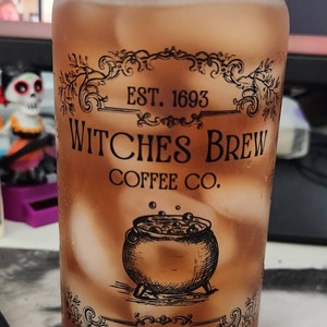 16oz Witches Brew Glass Cup with Bamboo Lid & Straw – Sayers & Co.