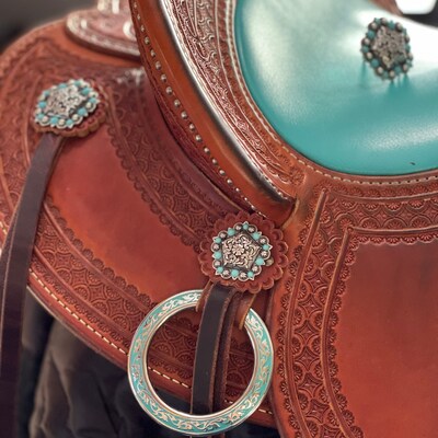 Concho Argenté 1 1/2" Avec Strass Cristal - Pour Harnachement Cheval - Neuf