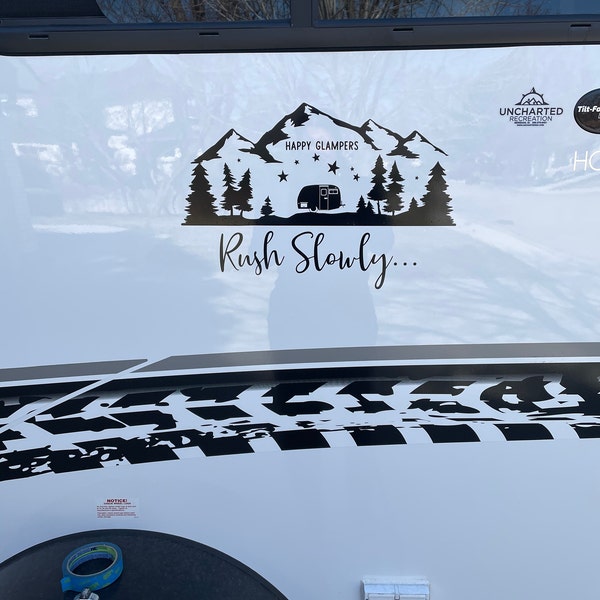 Personalized RV Decal: Happy Campers, Mountain Scene - Etsy