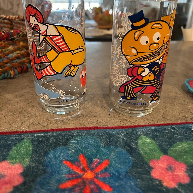 Mcdonalds Mcdonaldland Action Series Glass Drink Tumblers Glasses