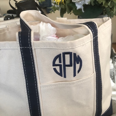 Monogrammed Canvas Tote Bag Monogram Tote Bag Personalized Canvas Tote ...