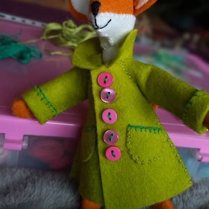 Fox Coat PDF Pattern, Felt Coat Pattern, Miniature Clothing, Doll Coat ...