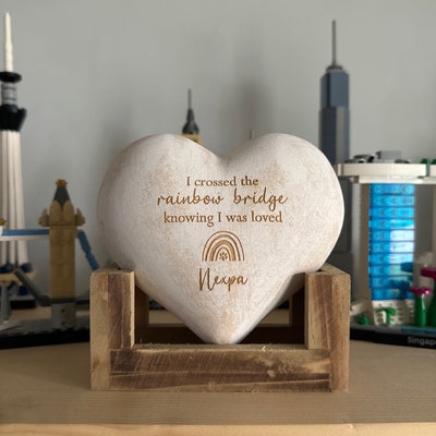 Custom Photo Fur Baby Crossed The Rainbow Bridge - Memorial Personalized Custom Round Shaped Stone With Stand - Sympathy Gift For Pet Owers, Pet Lovers main image 1