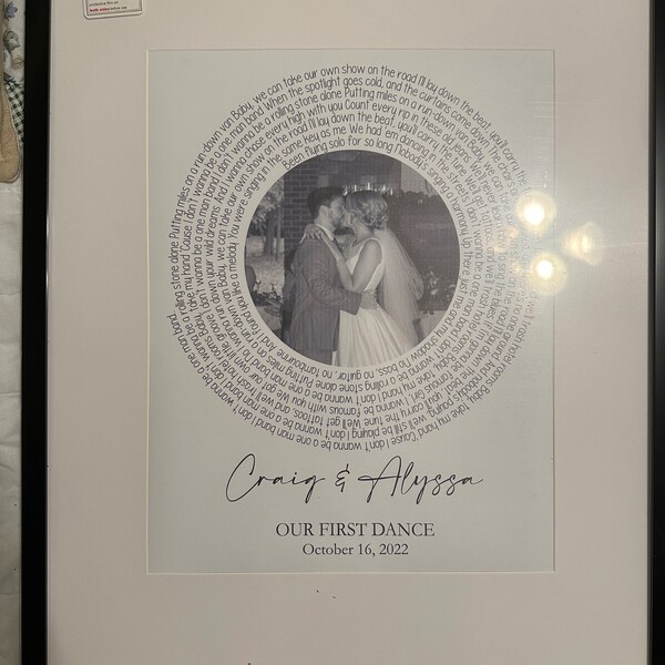 First Dance Graphics Custom Wedding Song Lyrics First Dance Art Print, 1st 2nd 3rd 5th 10th ...