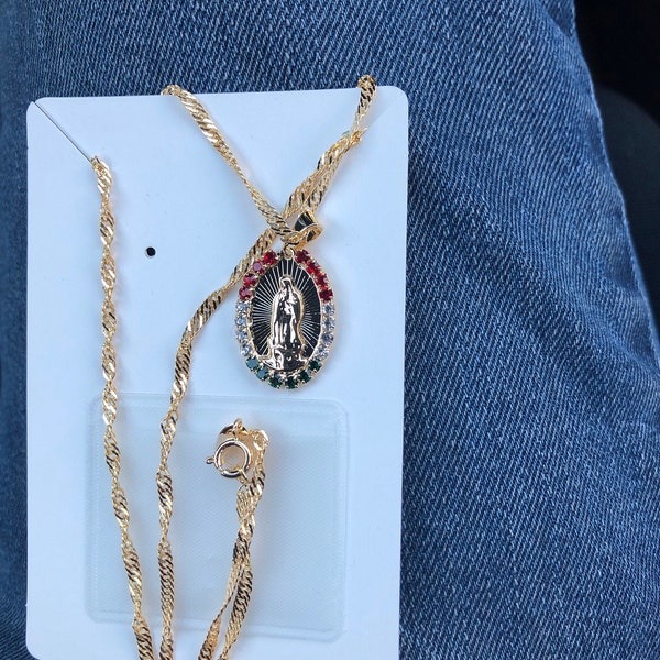Our Lady of Guadalupe Necklace, 18k Gold Filled Guadalupe Necklace ...