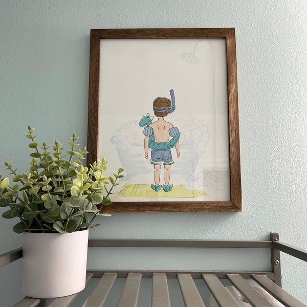 Boy in Bathtub Boys Bathroom Art Print Art for Kids Bathroom Art for ...