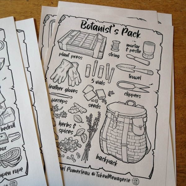 DND Equipment | Set of Postcard Art Print Visual Aids | Player Handouts ...