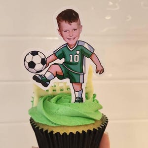 Soccer Player Personalized Face Cupcake Toppers, Soccer Photo Cupcake Topper Birthday Decorations, Boy Party, Goalie Cupcake Topper