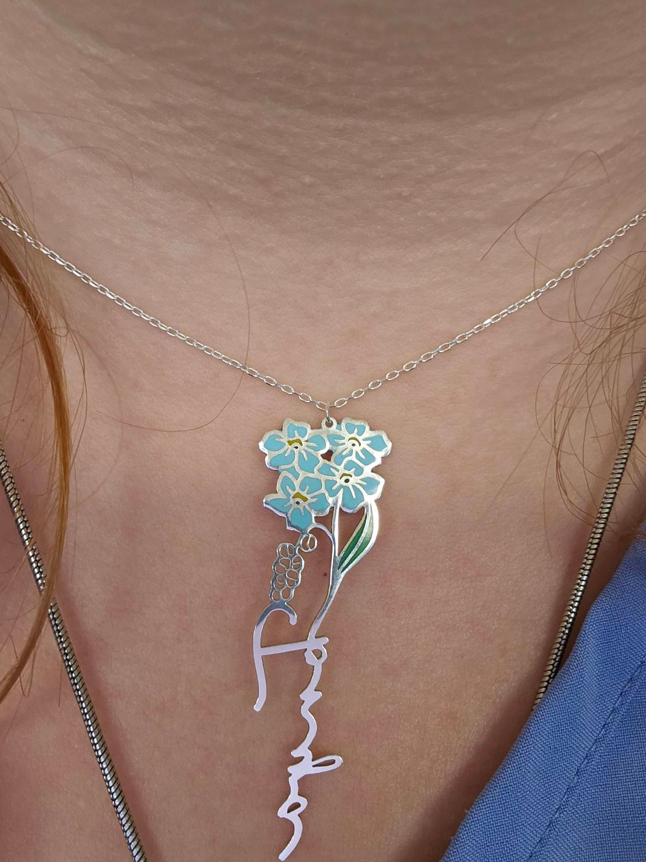 Personalisierte Geburtsblumenkette, personalisierte Namenskette, florale Namenskette, personalisierter Namensschmuck, personalisierte Geschenke für sie, Geburtstagsgeschenke