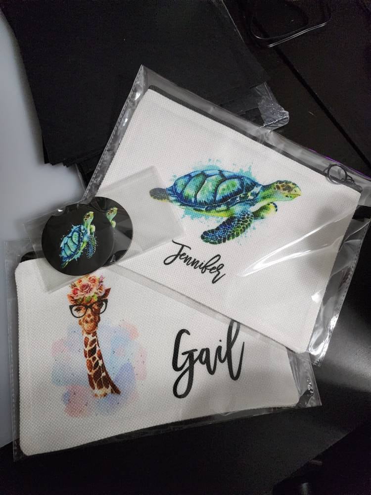 Sea Turtle Cosmetic Bag, Personalized Sea Turtle Makeup Bag, Sea Turtle Makeup Organizer, Toiletry Bag, Zipper Pouch, Sea Turtle Gift
