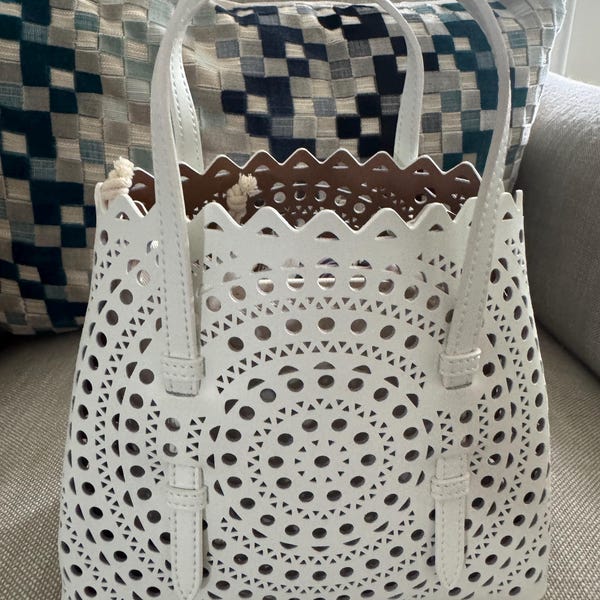 Beaded Woven Shoulder Tote Bag