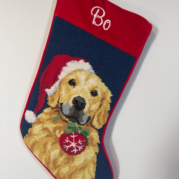 Yellow Lab Dog Stocking Personalized Needlepoint Christmas Stockings