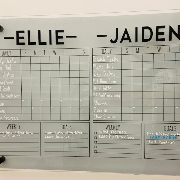 Personalized Chore Chart for 2 Kids, Acrylic Dry Erase Board, Family ...