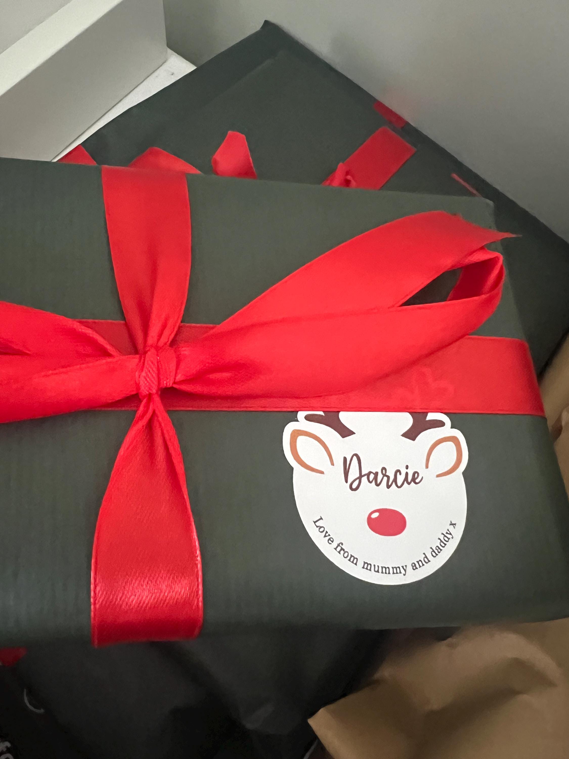 Christmas Present Label Reindeer Gift Sticker - Personalized Gift Sticker Labels For Kids, Friends & Family.