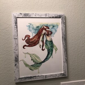人魚の絵画、水彩画、人魚のプリント、人魚のしっぽ、人魚の