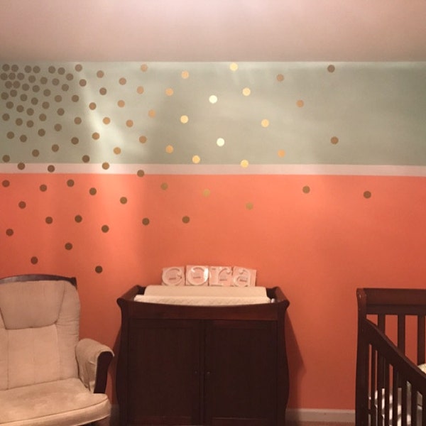 Gold Metallic Polka Dot Wall Decal Nursery Kids Room Peel and Stick ...