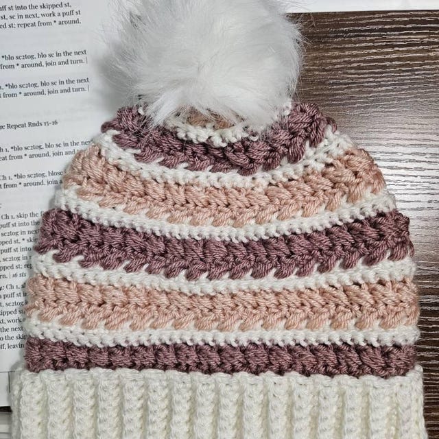 A customer's finished Wheat Stitch Beanie Crochet Pattern
