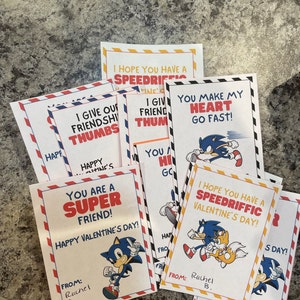Sonic Hedgehog Valentine Cards Kids Valentine Cards - Etsy