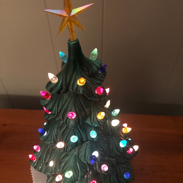 Ceramic Christmas Tree Star Topper Light Lights - Etsy