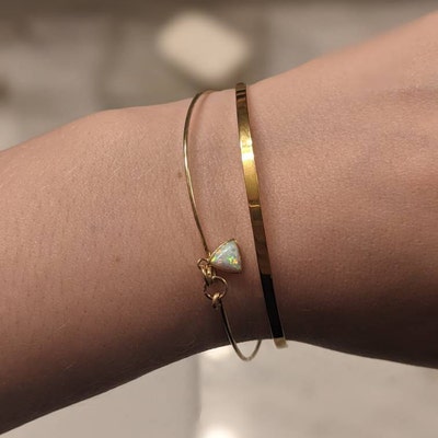 Opal Dainty Bracelet, Opal Bracelet, Gold Bangle Bracelet, Thin Gold ...