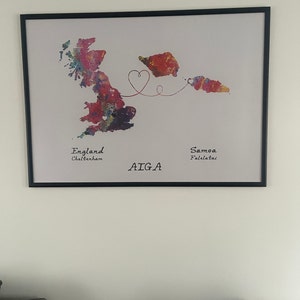 Personalised Map Print Any Two Countries Custom Map Art Available in 9 ...