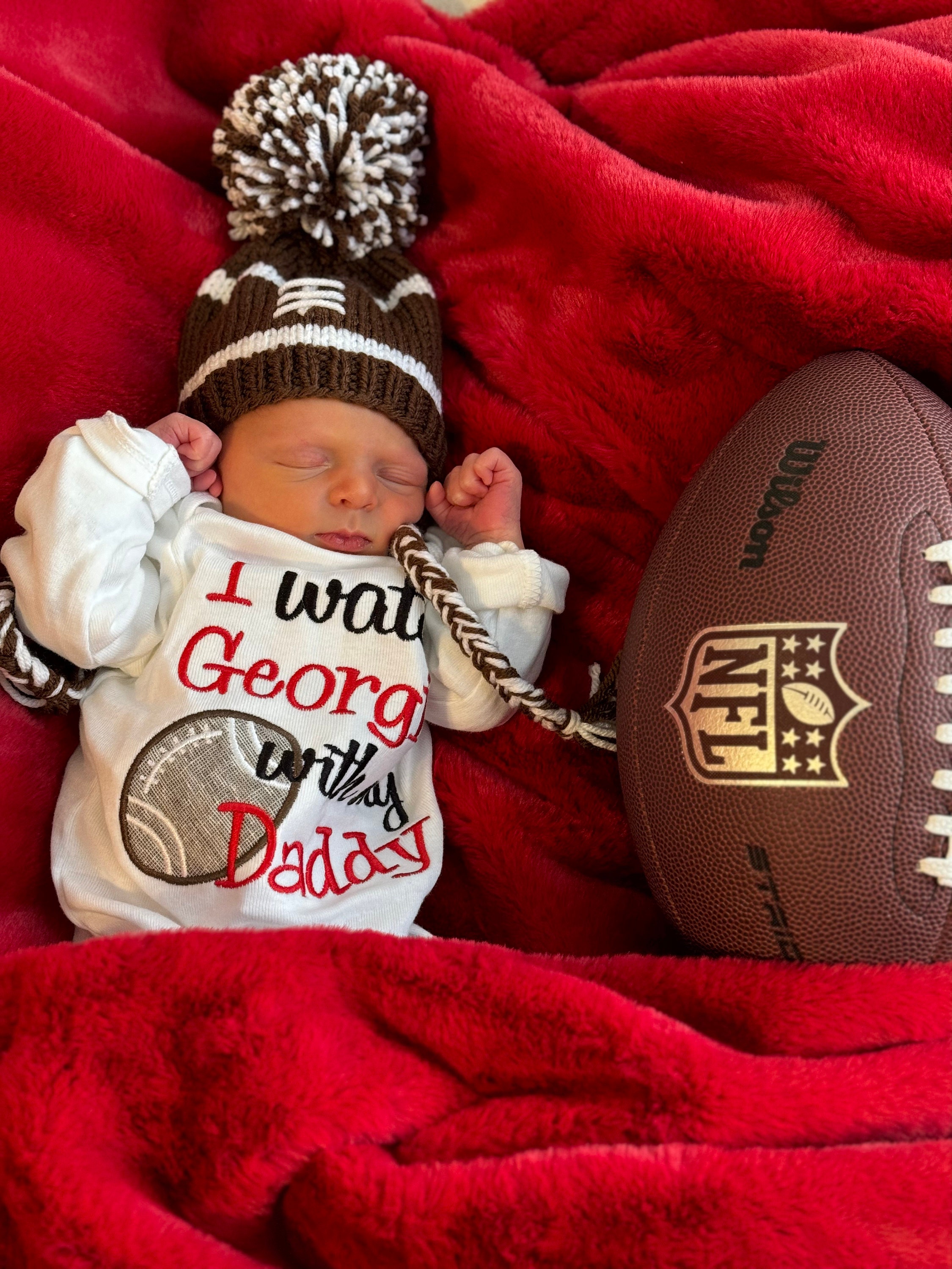 Football Hat, Baby Football Knit Hat, Toddler Football Hat, Toddler Football Knitted Hat, Baby Boy Hat, Baby Football Hat, Football Hat