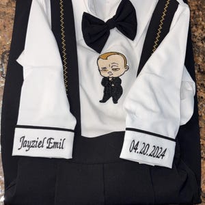 Personalized Boys 1st Birthday Boss Baby Outfit Custom Boss Baby Theme Birthday Suit Baby Boss Monogramed Shirt Pants Suspender Bowtie