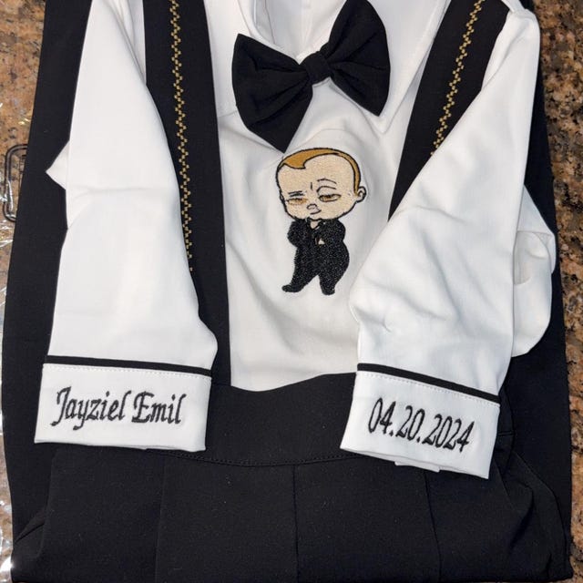 Personalized Boys 1st Birthday Boss Baby Outfit Custom Boss Baby Theme Birthday Suit Baby Boss Monogramed Shirt Pants Suspender Bowtie