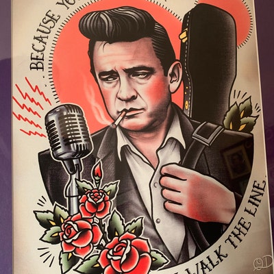 Johnny Cash Tattoo Flash Art Print - Etsy