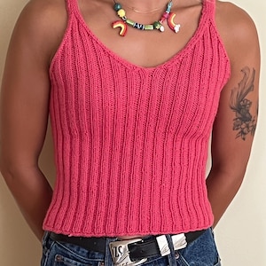 キャミソール holder neck piping knit Ribbed Top KNITTING PATTERN V-neck Summer Tank Top Knit