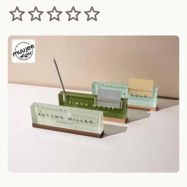 Pastel Acrylic Name Block W/ Slots (D3) - Custom Job Title Office Desk ...