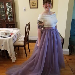 tulle skirt dusty length train floor adult