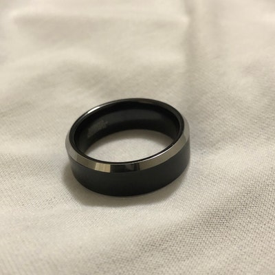 Black Ring Mens Wedding Band 8mm Engagement Band Black and - Etsy