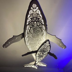 Whale Ceiling Light with Baby Whale – Ocean Inspired Chandelier – Surf Style LED Lamp – Coastal Decor Lighting