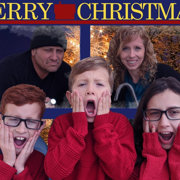 Home Alone Christmas Card, Funny Christmas Card Template, Photo Card