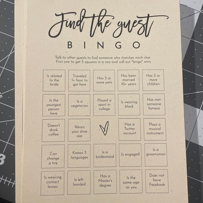 Find the Guest Bingo Game, Minimalist Bridal Shower Bingo, Social Game ...