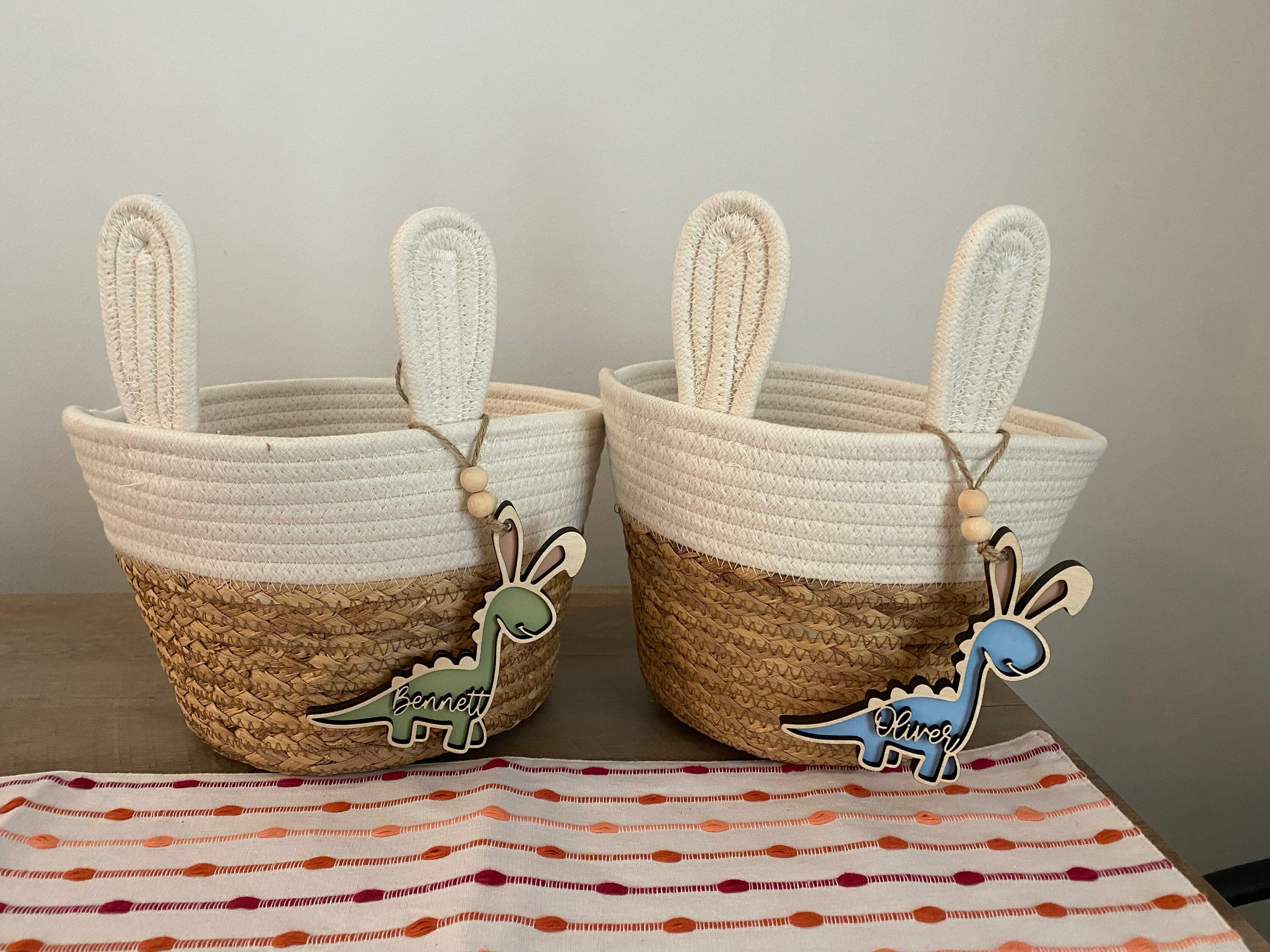 Easter basket tag, personalized name tag, dinosaur decor, Dino easter tag, easter bunny, kids easter decor, Easter egg, easter tier tray