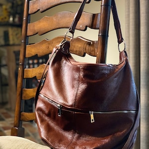 LEATHER HOBO Bag SHOULDER Bag Leather Purse Cognac Brown | Etsy