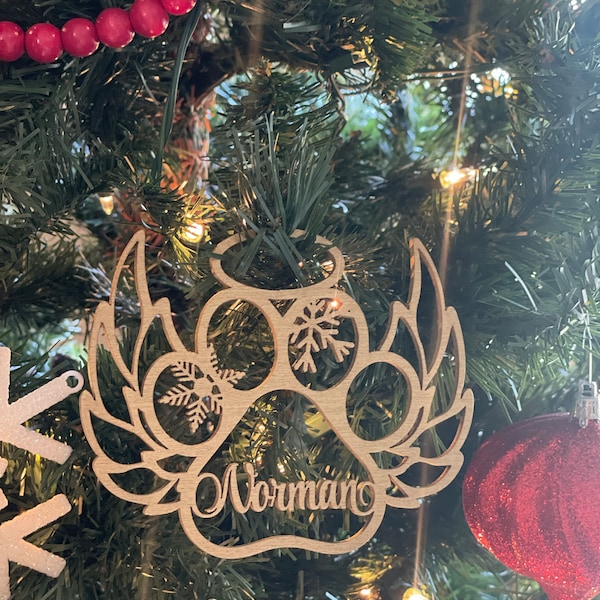 Dog Angel Wings Ornament Pet Memorial Ornament Personalized Paw Angel ...