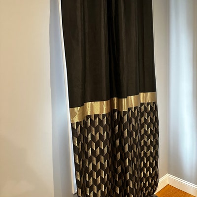 Luxury Black Gold Curtains for Living Room and Bedroom,curtains Panel, Patterned Striped Fabric ...