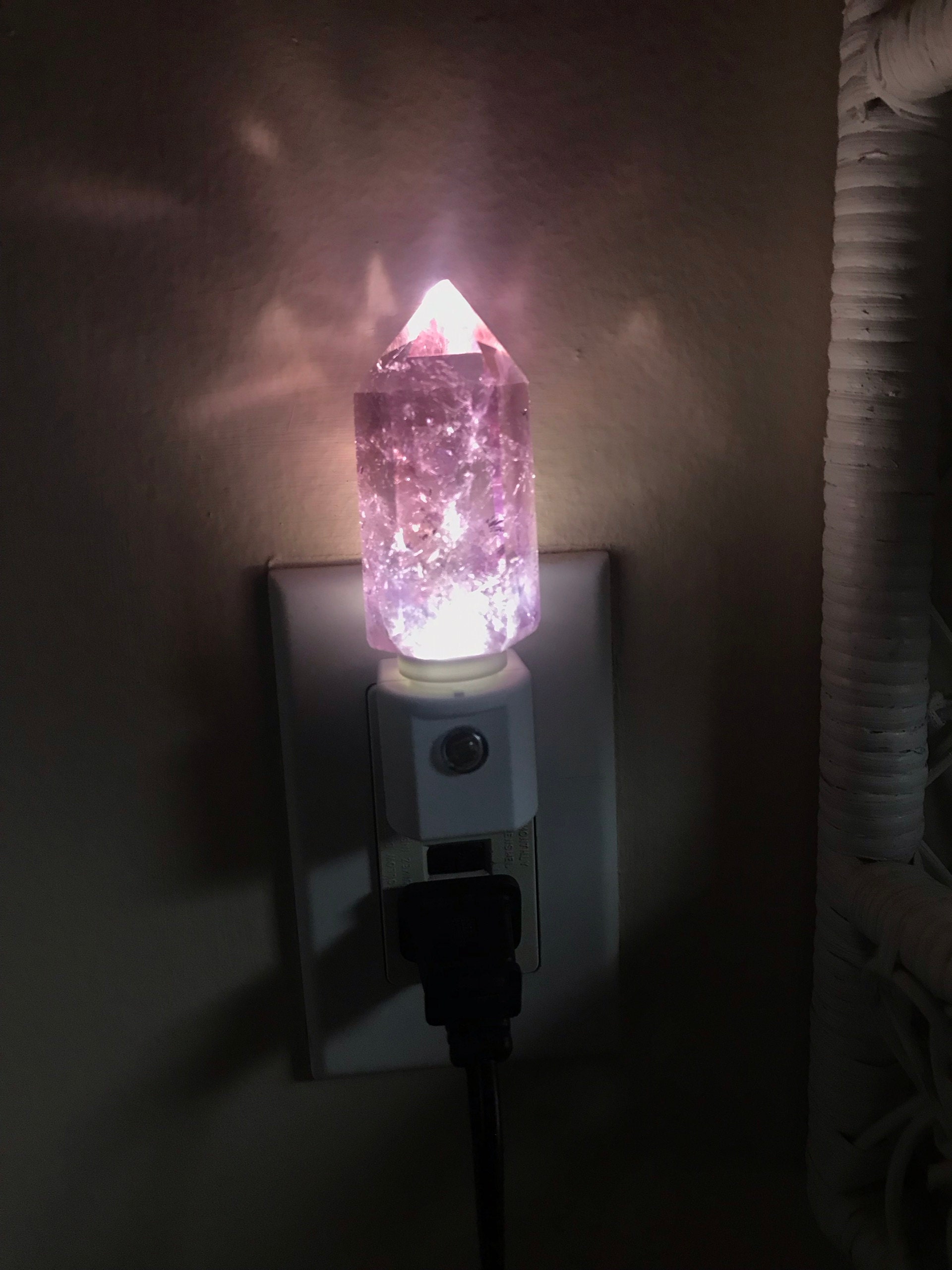 Amethyst Crystal Tower LED Night Light with Light Sensor / Babyshower Gift / Baby Shower Gift