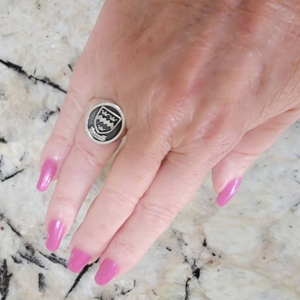 Silver Crest Ring, Coat of Arms Signet Ring, Family Crest Rings ...