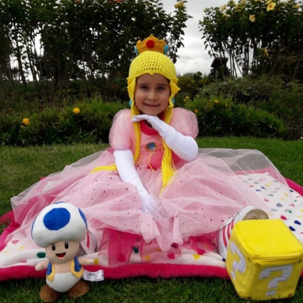 Princess Peach Crochet Wig Hat, Princess Hat Mario and Luigi,