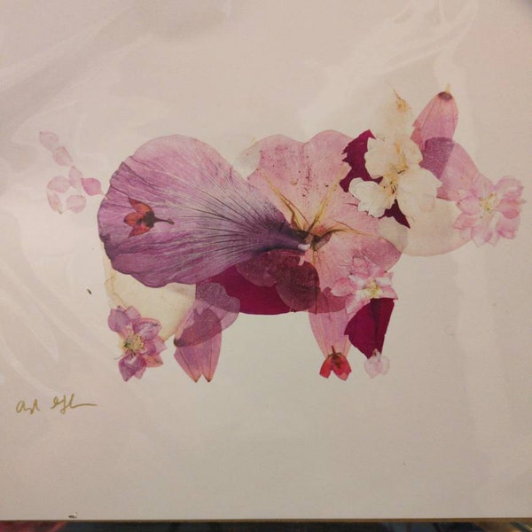 Pressed Flower Chickadee Couple Print Etsy